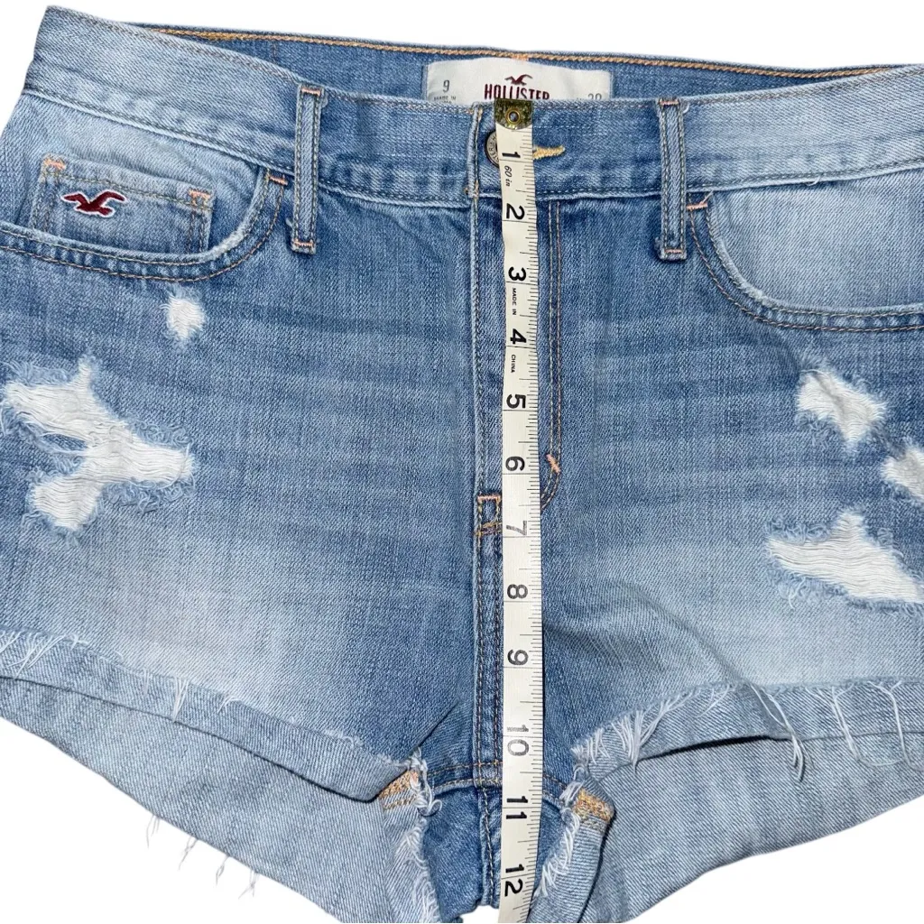 VTG Y2K Hollister High Waisted Jean Shorts Sz 9 / 29 Light Wash Distressed Denim - Image 8