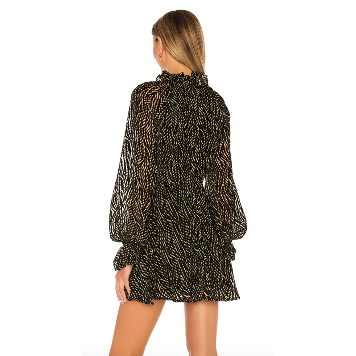 House of Harlow 1960 x REVOLVE Niles Mini Dress Burnout Velvet Color Zebra sz. M Black Size M - Image 2