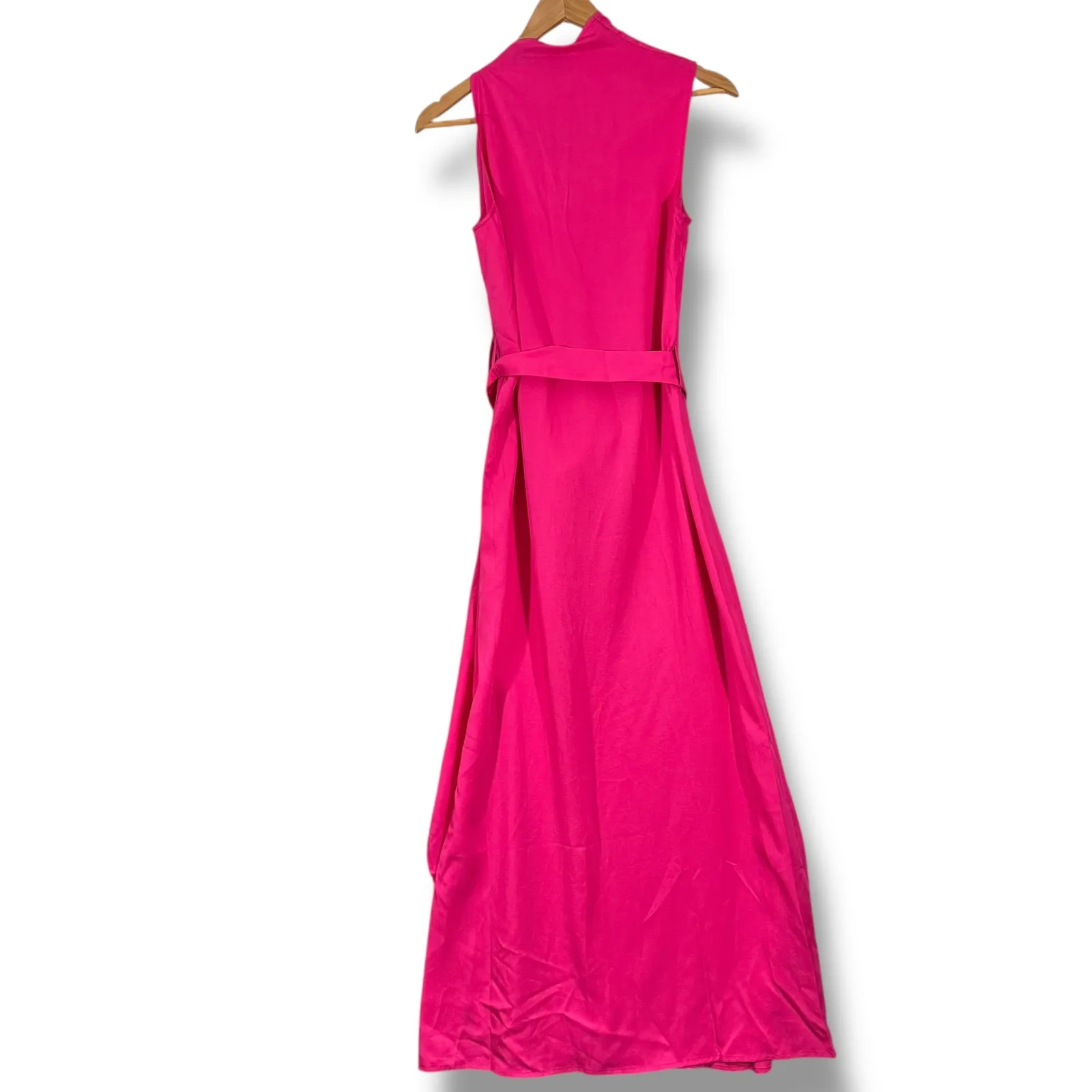 BGL Hot Pink Fuchsia Draped Neckline Belted Midi Dress Size XS - Image 7