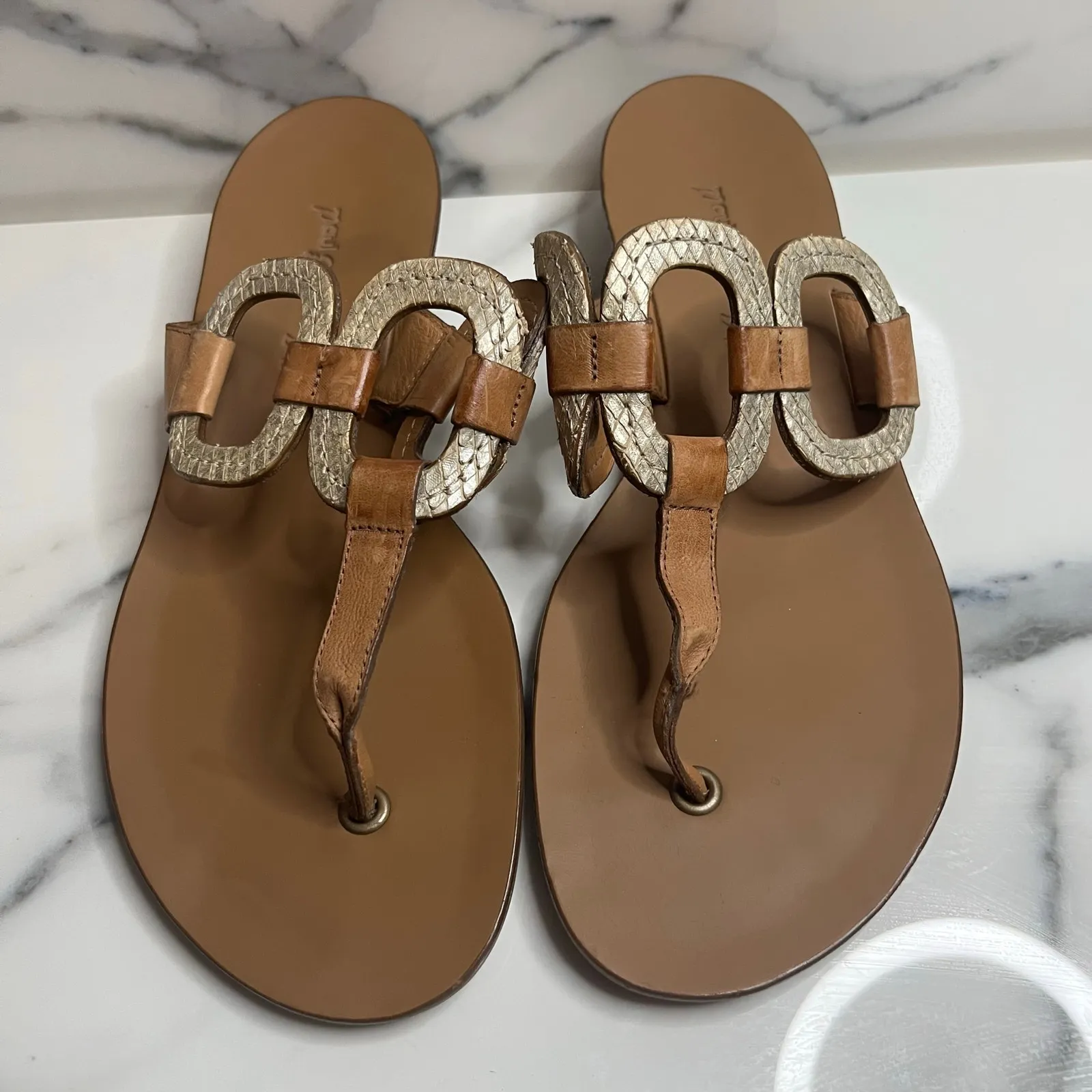 Paul Green Women's Brown Leather Neutral Thong Flip Flop Sandals UK 8 US 10.5 - Image 2