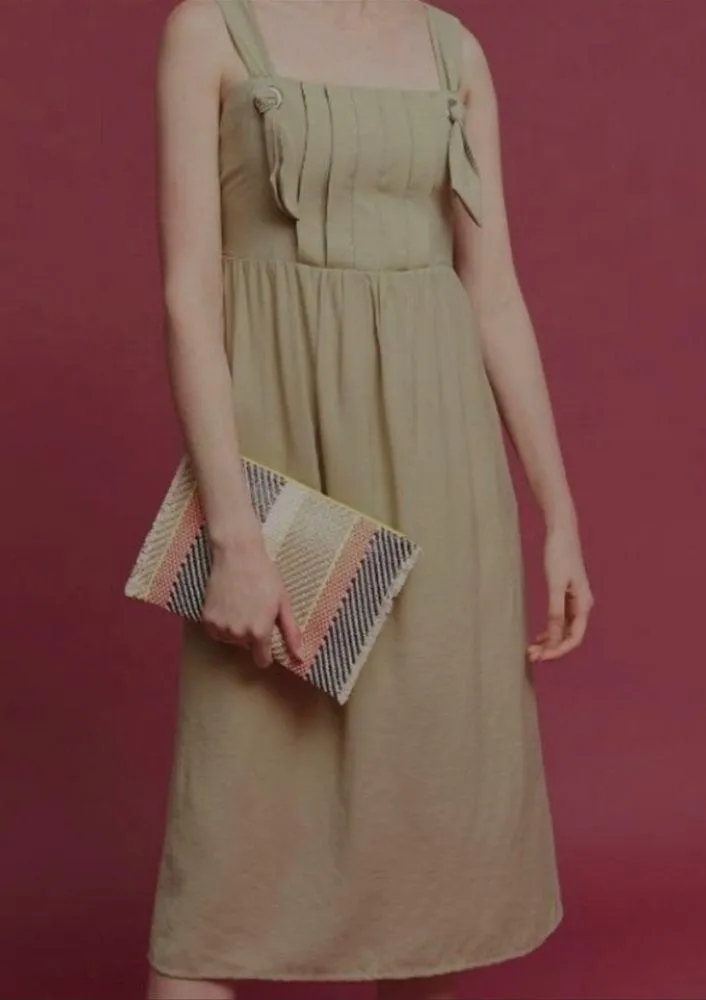 Intropia "Adira" Knotted Midi Apron Dress Sage Green EU40 Size 8 - Image 2