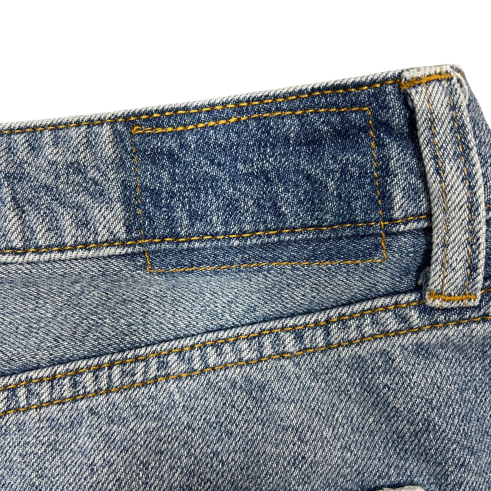 We The Free People Micro Mini Jean Skirt 30" Patchwork Denim DISTRESSED Thrashed - Image 12