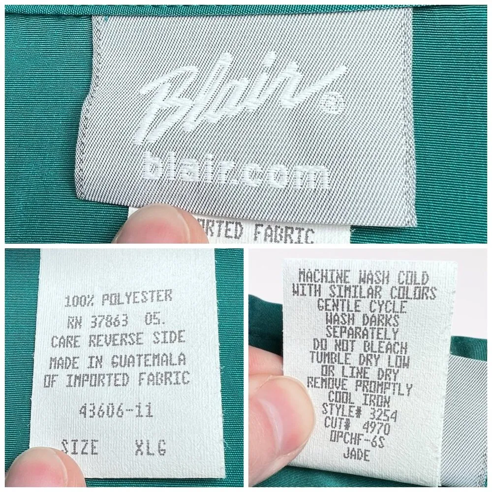 Blair Jade Green Satin Look Button Front Blouse XL - Image 3