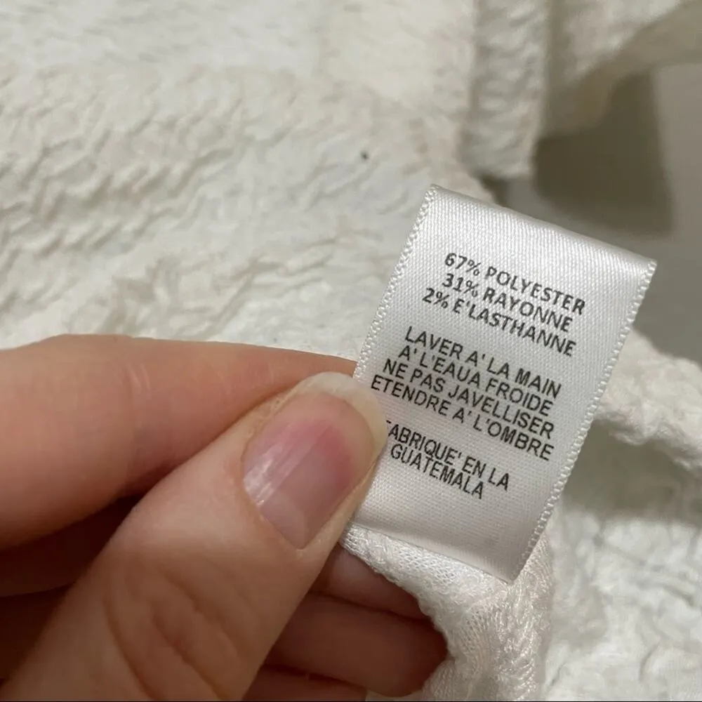 Sunday In Brooklyn White Textured Short Sleeve V Neck Sweater Womens M Top - Image 4