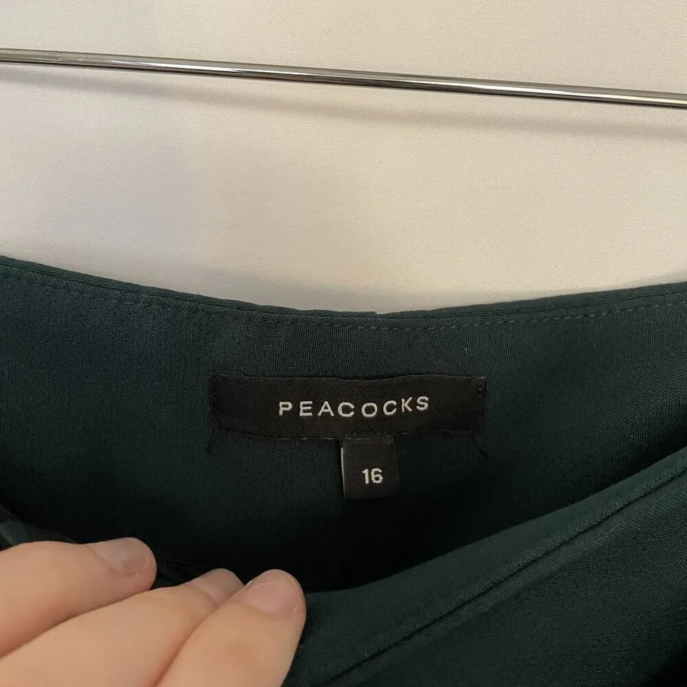 Peacock size 16 turquoise green wide leg trousers with belt business casual - Image 3