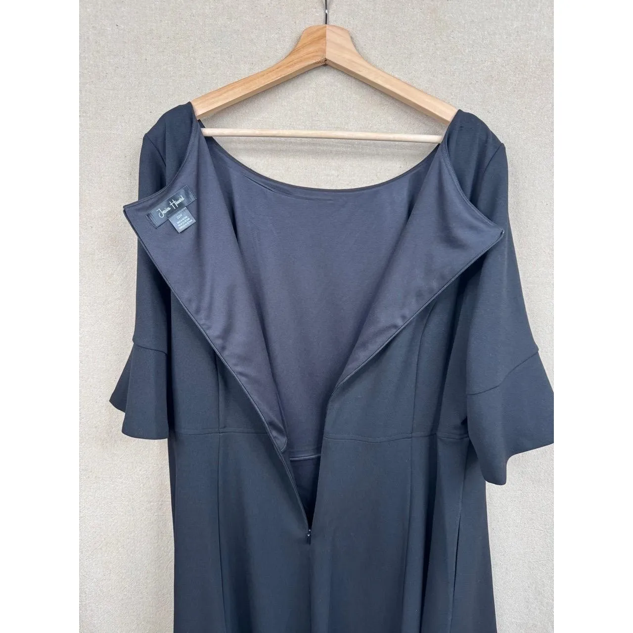 Jessica Howard Dress Womens 22W Black Short Bell Sleeve Pleated Mini - Image 6