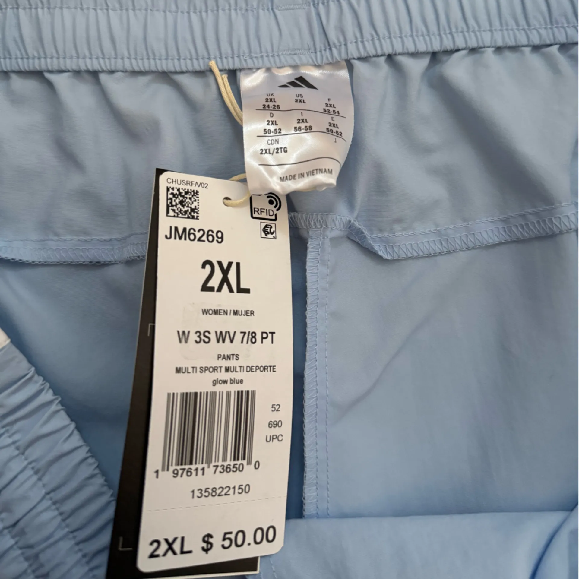 NWT Adidas Essentials 3-Stripes Woven 7/8 Sportswear Pants | Glow Blue | 2X - Image 9