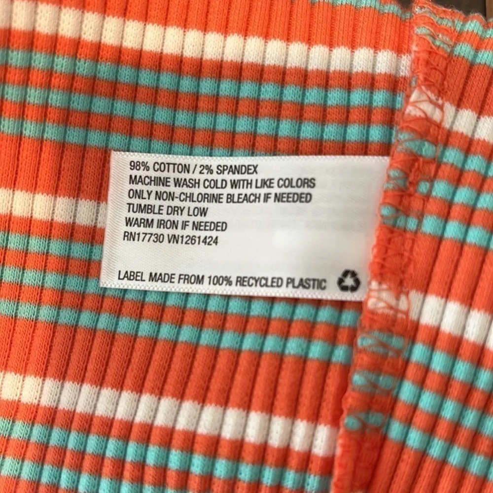 Wild Fable One Shoulder Bodysuit with Side Cutout Orange & Teal Striped Size XL - Image 7