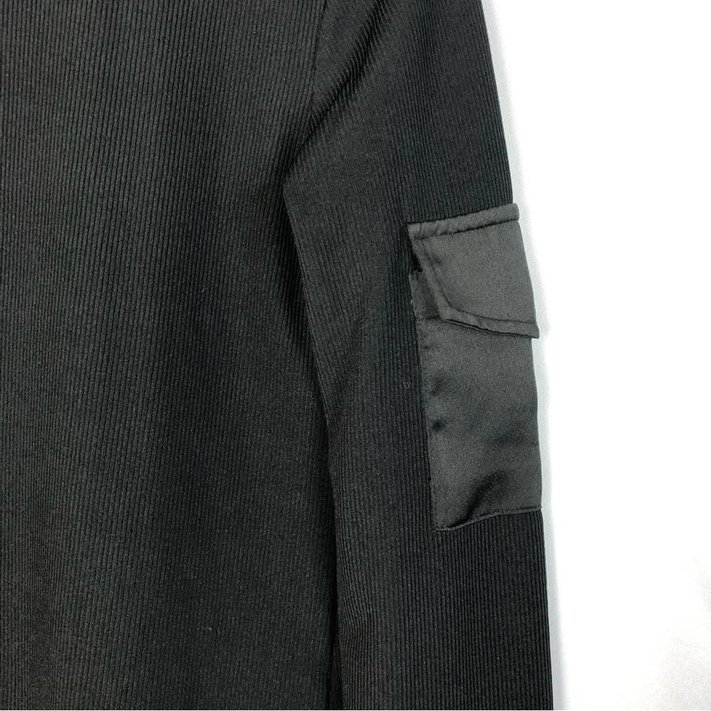 Zara Black Ribbed Cargo Sleeve Long Sleeve Top S - Image 4