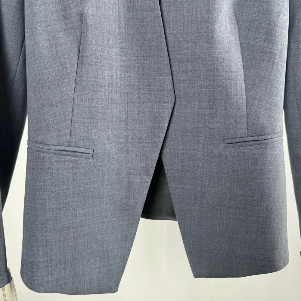 Theory Lanai Classic Wool Blend Open Front Blazer‎ in Blue Gray Size 0 - Image 4