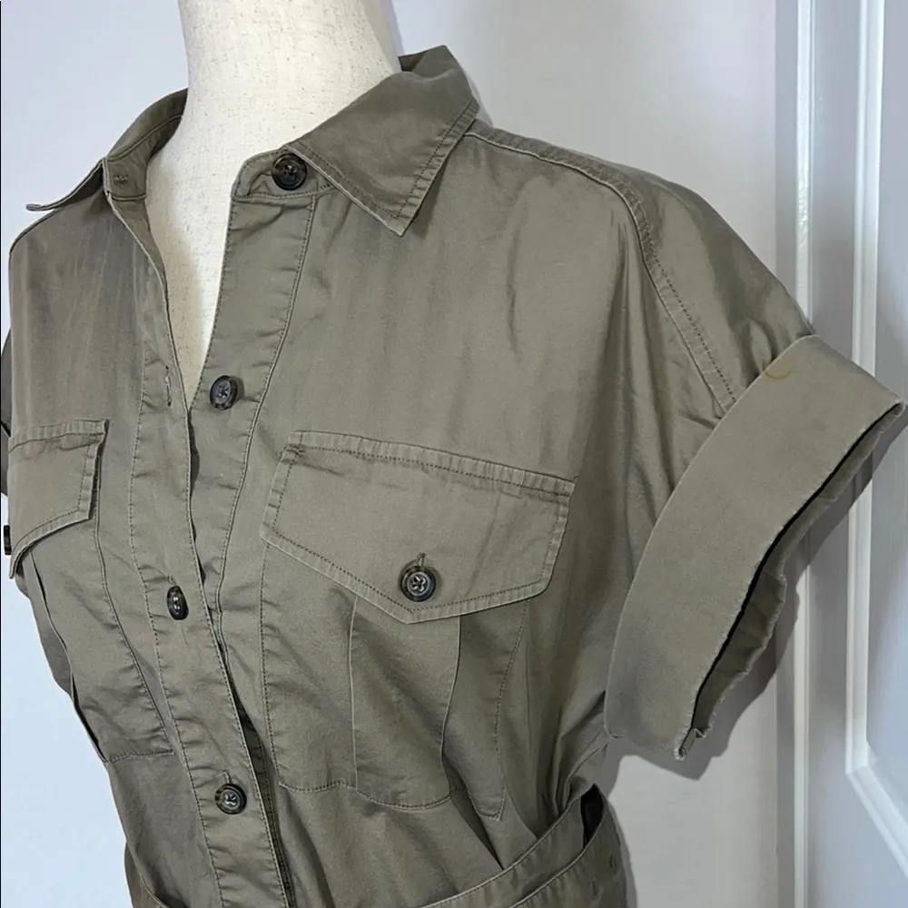 Banana Republic Chic Olive‎ Button-Up Romper with Belt - Image 9
