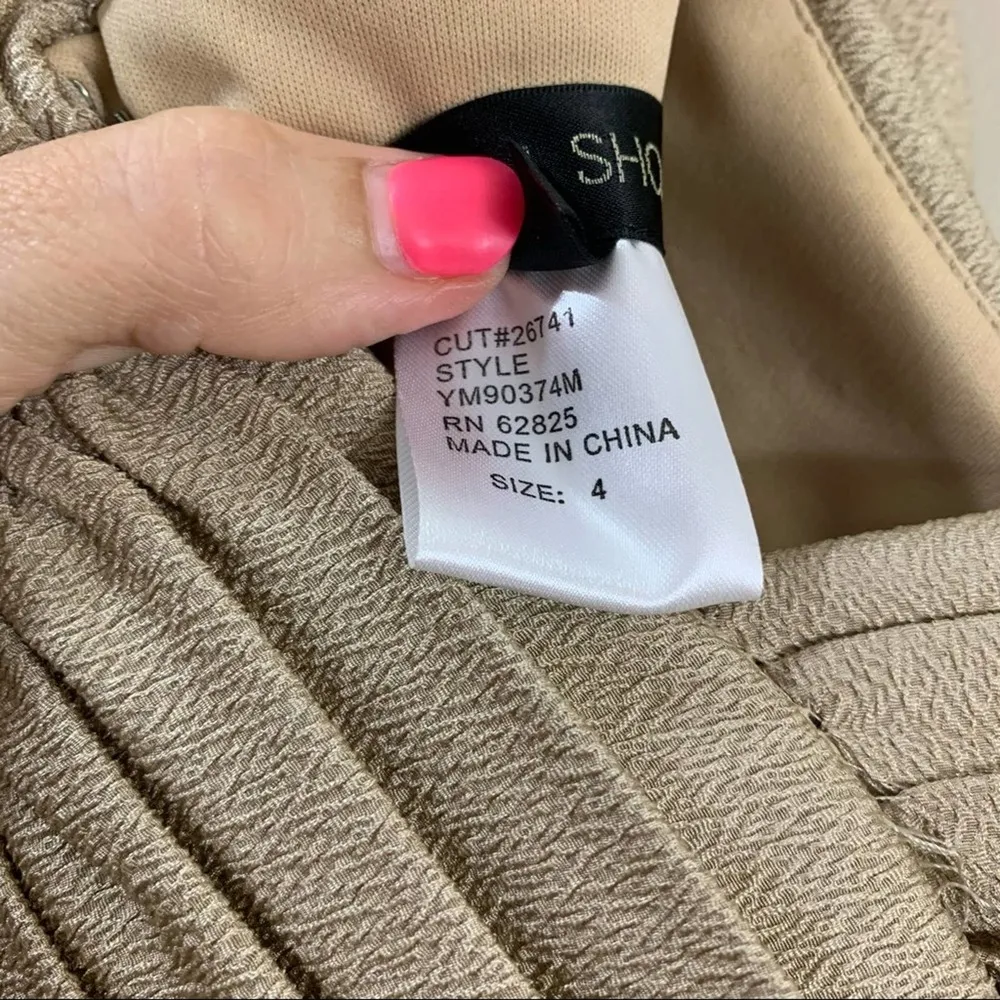 Tadashi Shoji Silk Champagne Pleats Midi Dress - Image 4