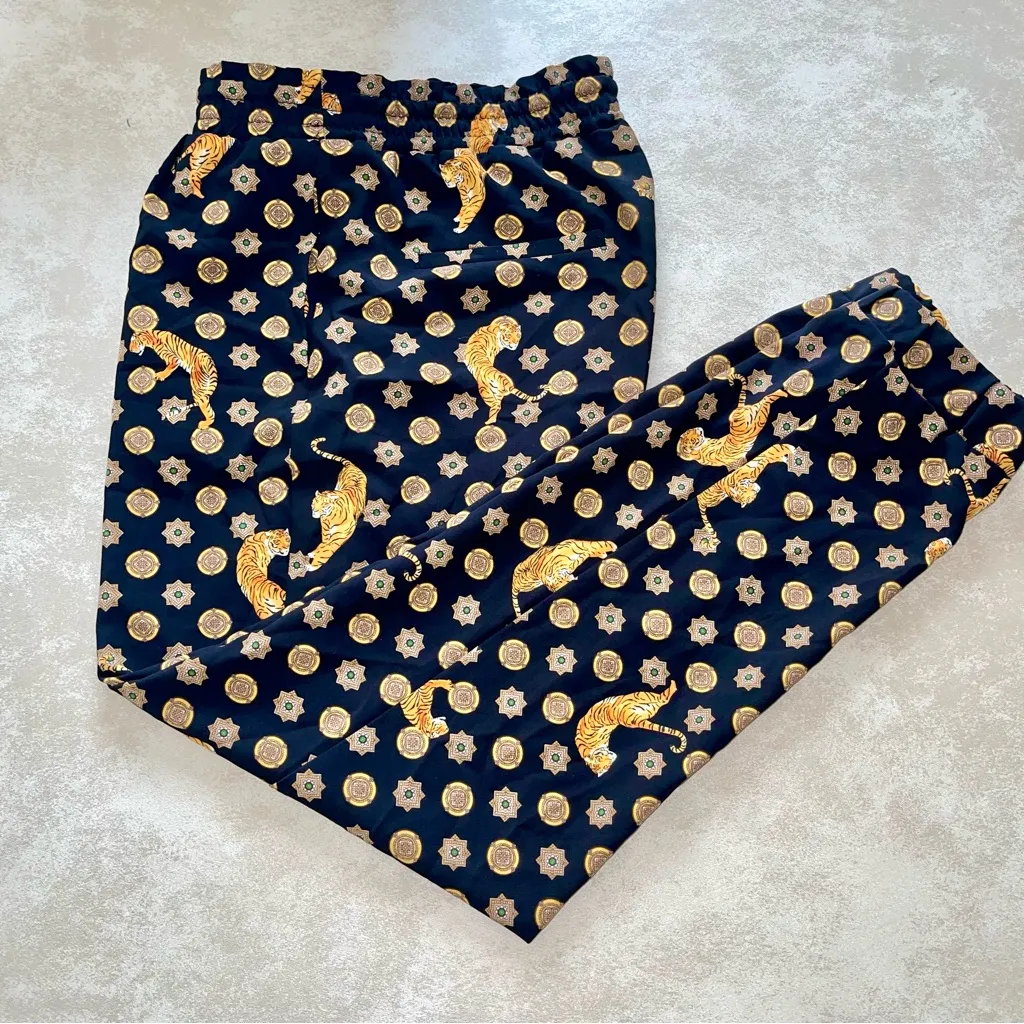 Zara Black and Gold Jogger Track Pants with Checkerboard Design - Image 6