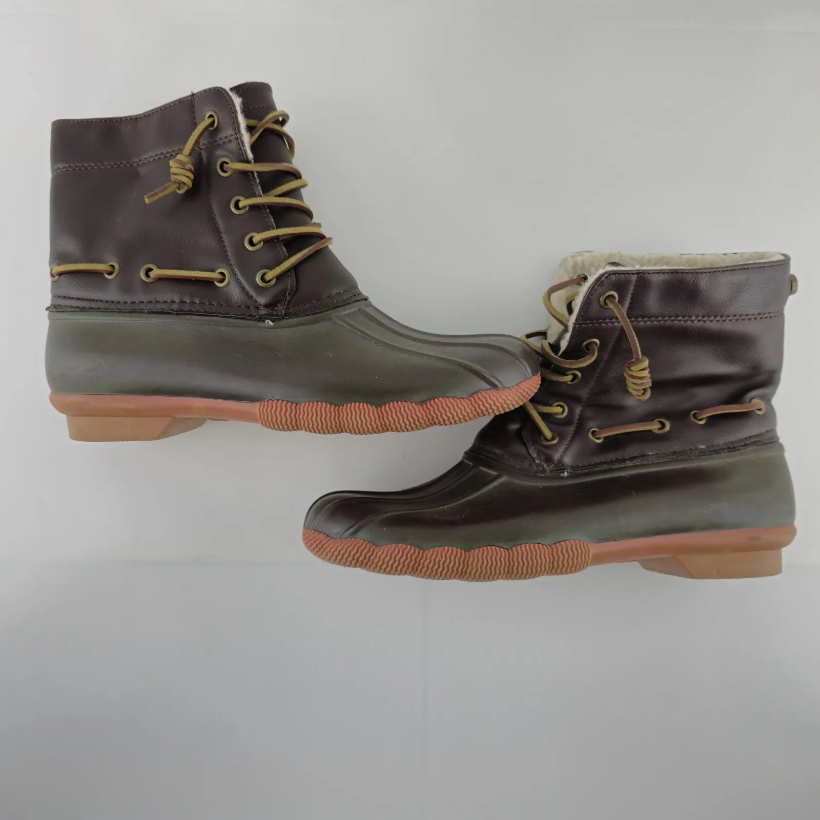 Seven7 Boots Womens 9 Rubber Duck Boots Faux Leather Sheepskin Lining - Image 11