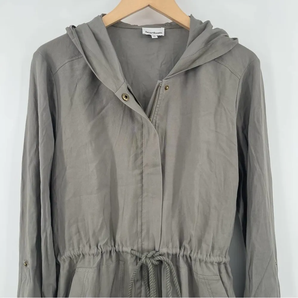 NEW HEARTLOOM Jacket Green Coat Zipper Cinch Anorak Hood Lightweight Large NWOT - Image 4