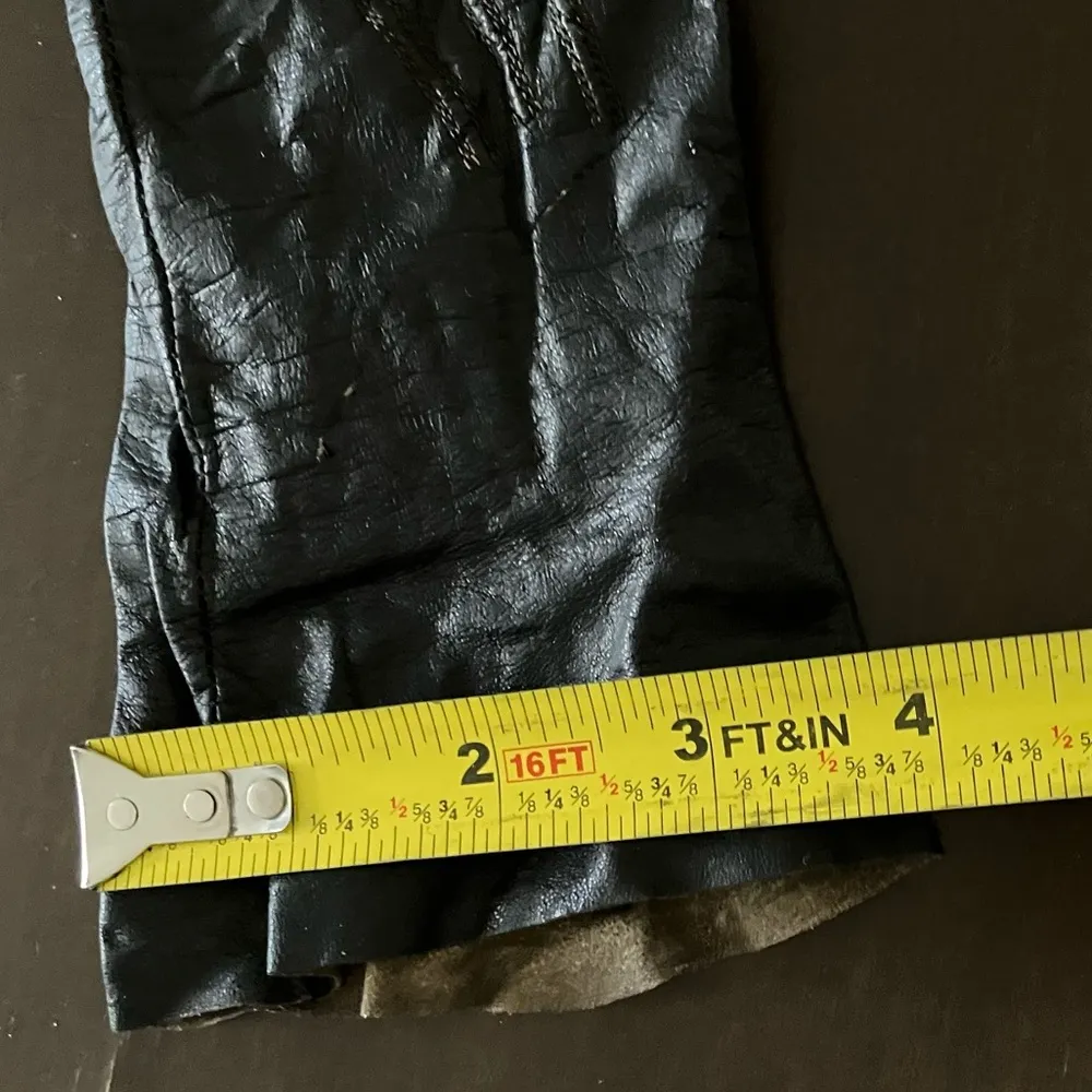 Vintage Black Leather Gloves Size S - Image 9