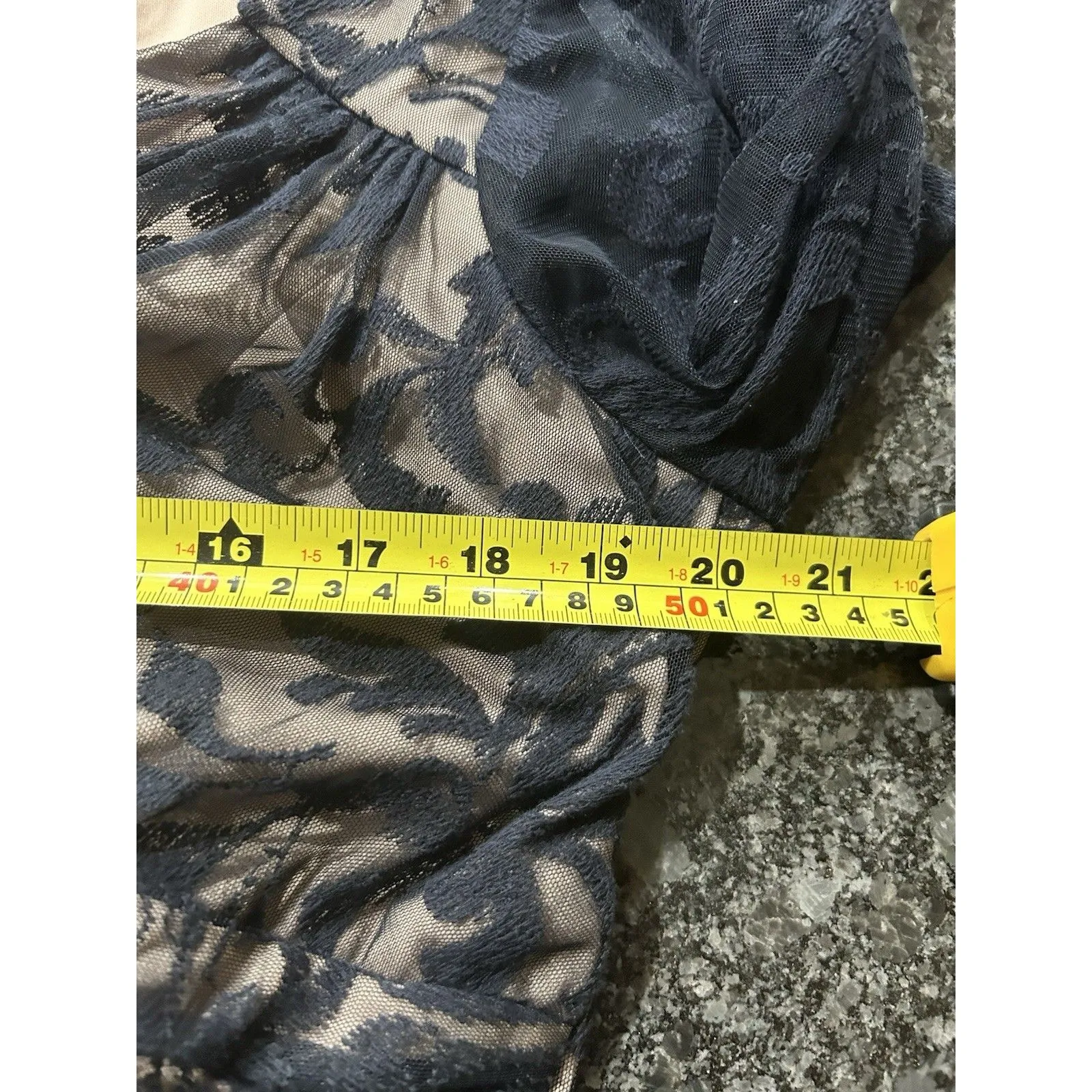 Patra Size 16 Embroidered Blue Floral Lace Mesh Maxi Dress Gown Formal Wedding - Image 6