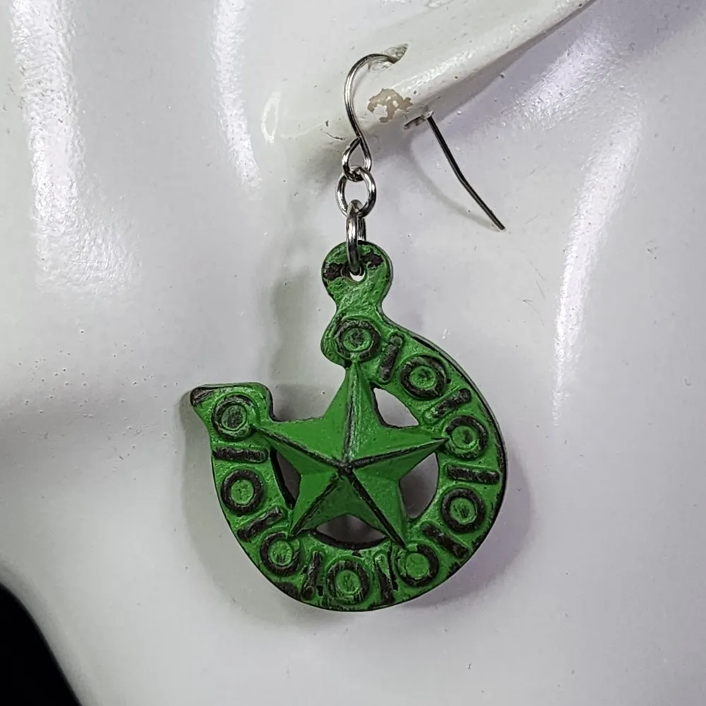 Boho Southwestern Green Horseshoe Pendant Necklace and Earrings Set Cowgirl - Image 5