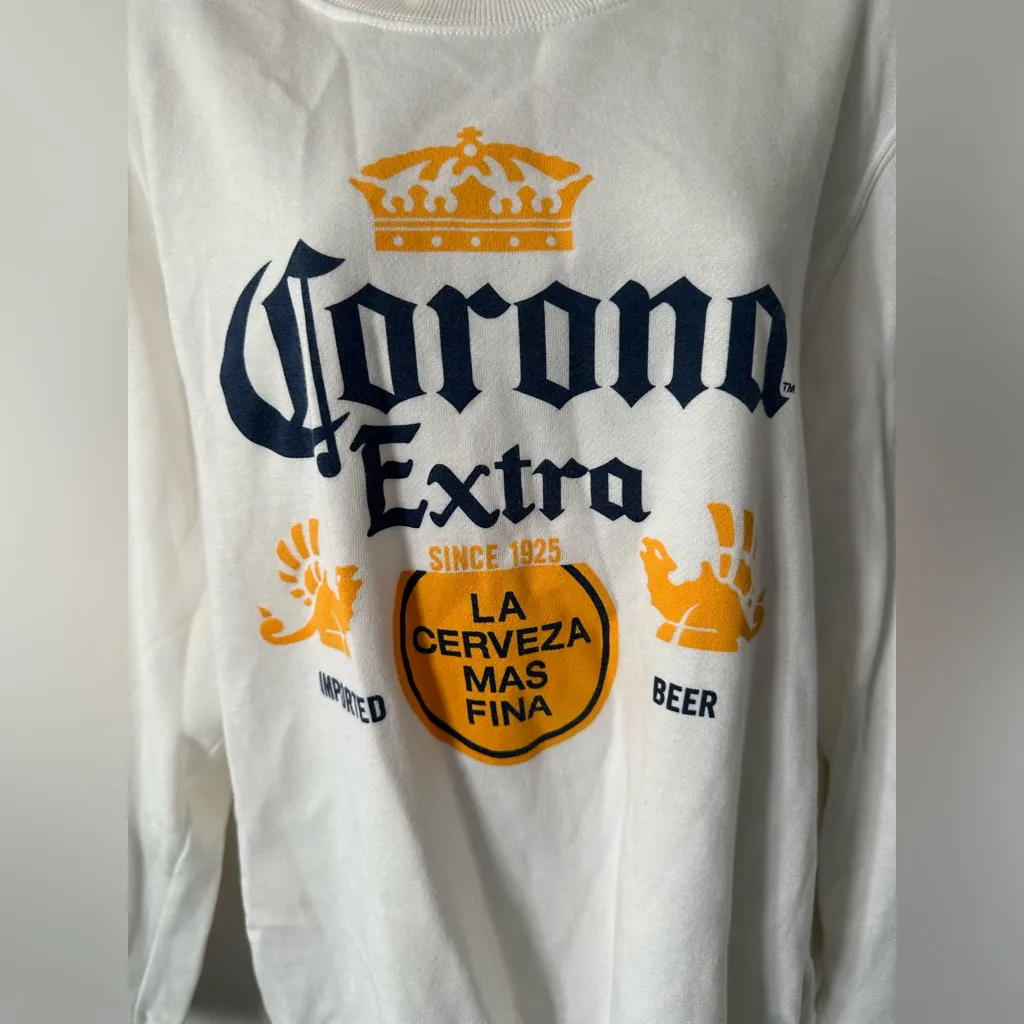 Corona Extra White and Yellow Logo Sweatshirt size L Size L - Image 4