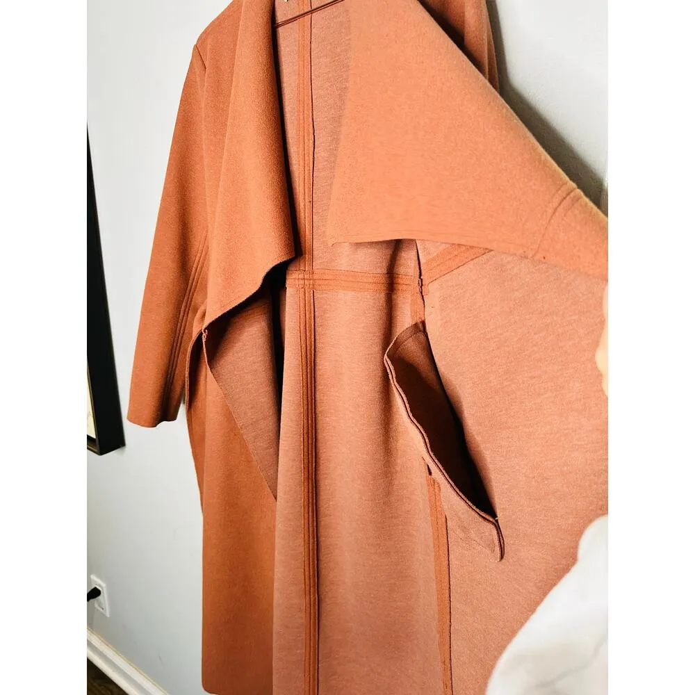 JUSTFAB Camel Brown Knit Side Pockets Tie Waist Drape Coat Size Small - Image 15