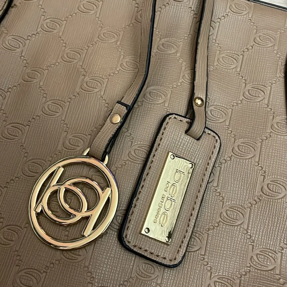 Tan Open Top Swinging Logo String Tote Bag Approximately 20" x 15" - Image 2