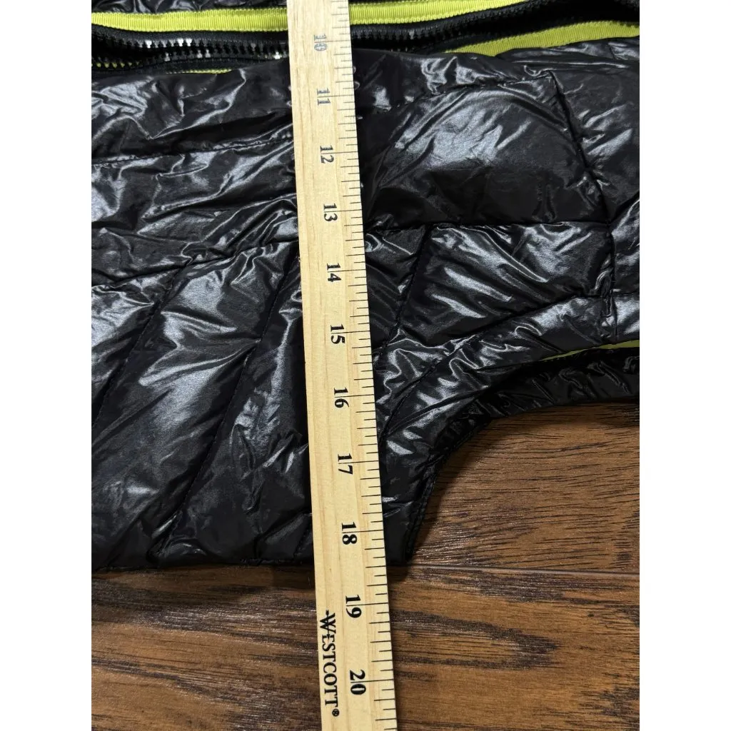 HALIFAX Women Black Puffer Vest Neon Trim Lightweight Zip Down Insulated Winter Green Size L - Image 9