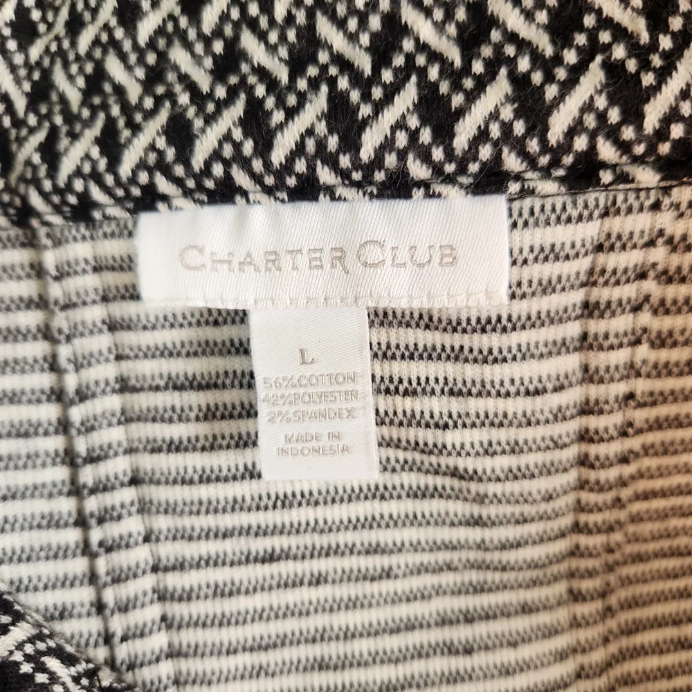 Charter Club Herringbone Jacket Sz L Women’s Gray Black & White Academia Peacoat - Image 13