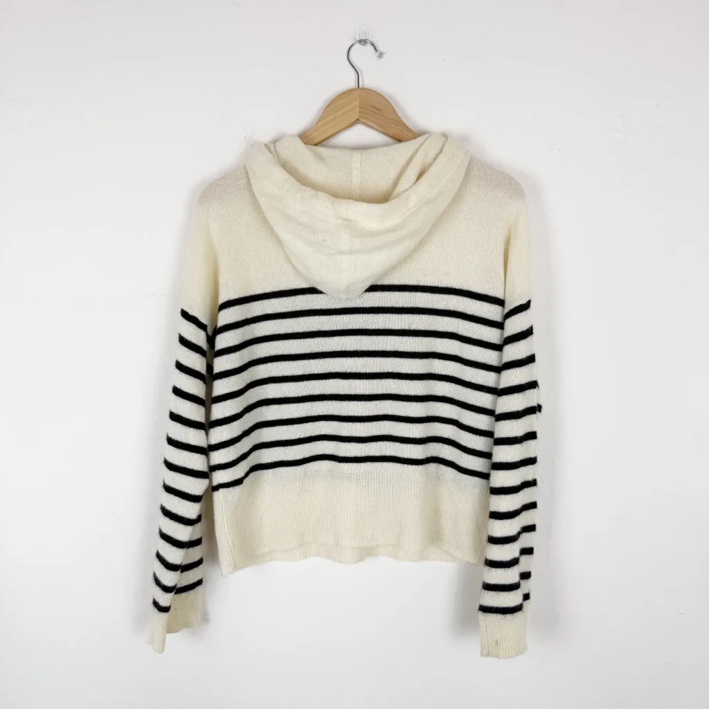 Naadam Striped Cashmere Oversized Hoodie White Size XS - Image 6