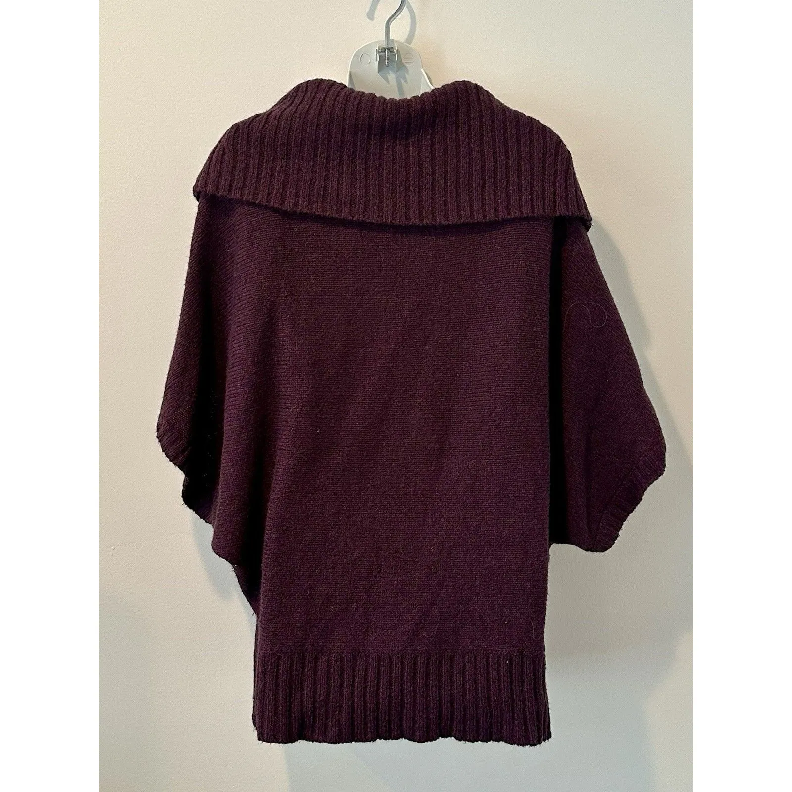 Eileen Fisher Merino Camel Dark Pomegranate Cowl Neck Cocoon Sweater Size M EUC! - Image 3