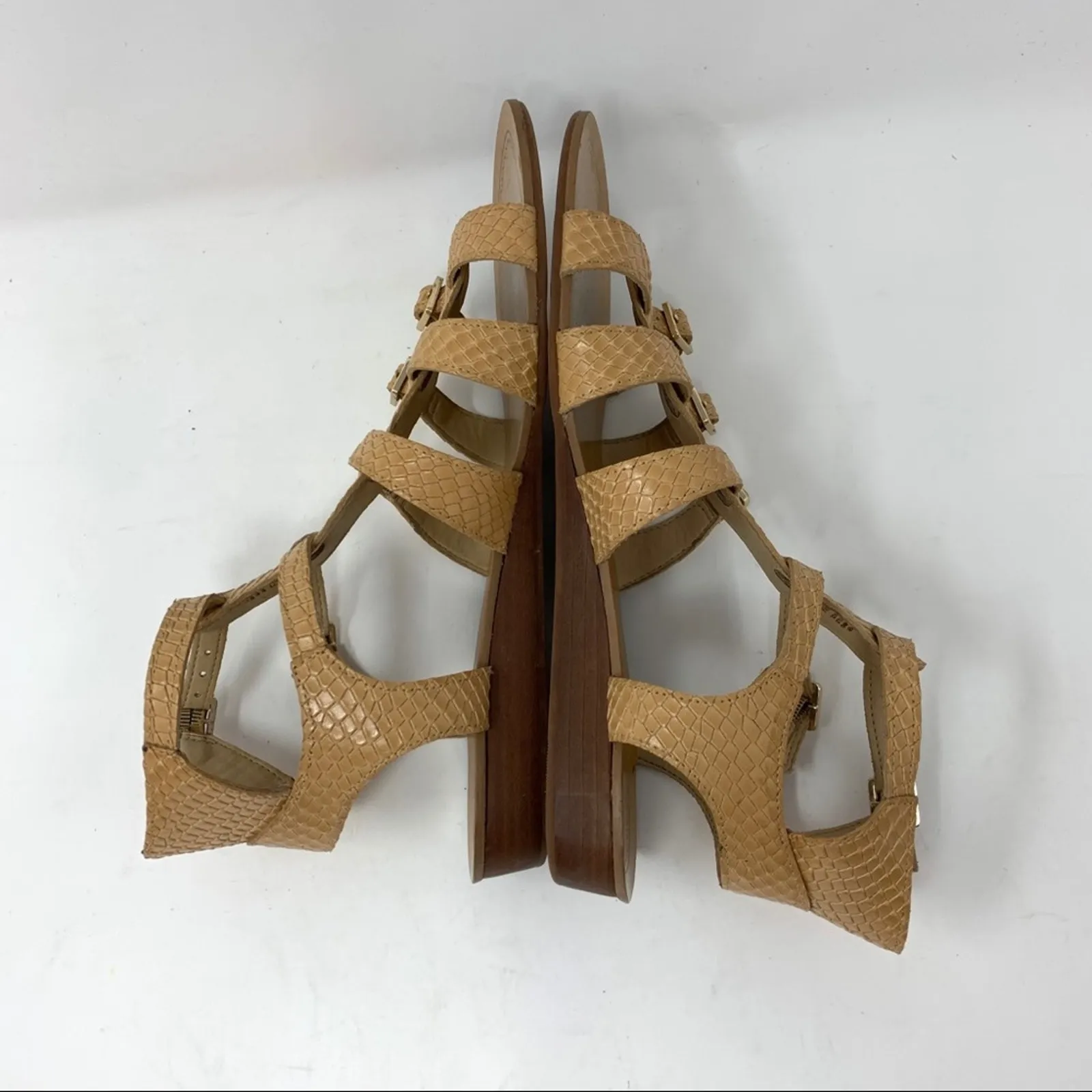 Antonio Melani Fea 8 Tan Nude Snake Print Sandals - Image 6