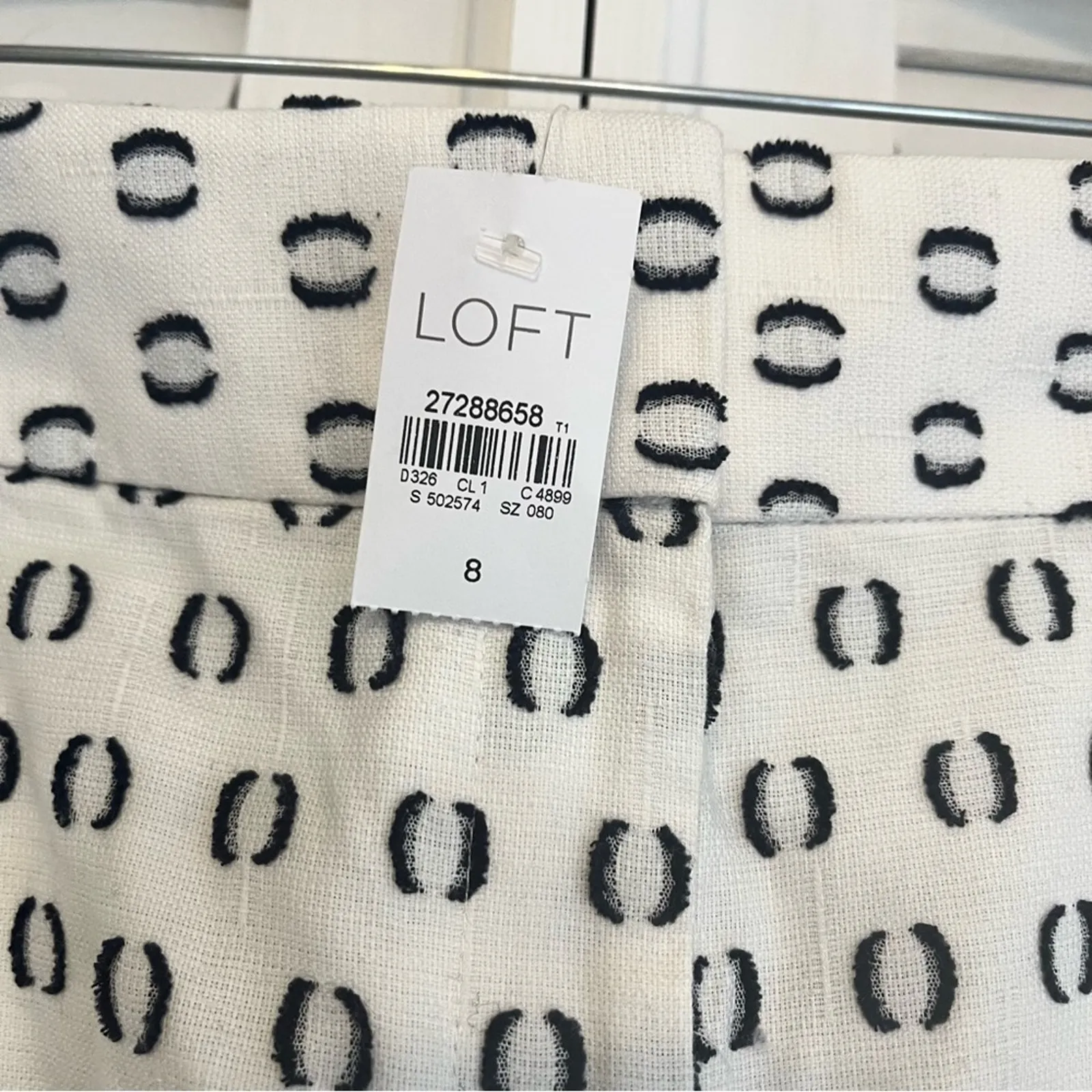 Loft‎ White And Black Embroidered Shorts Size 8 - Image 5