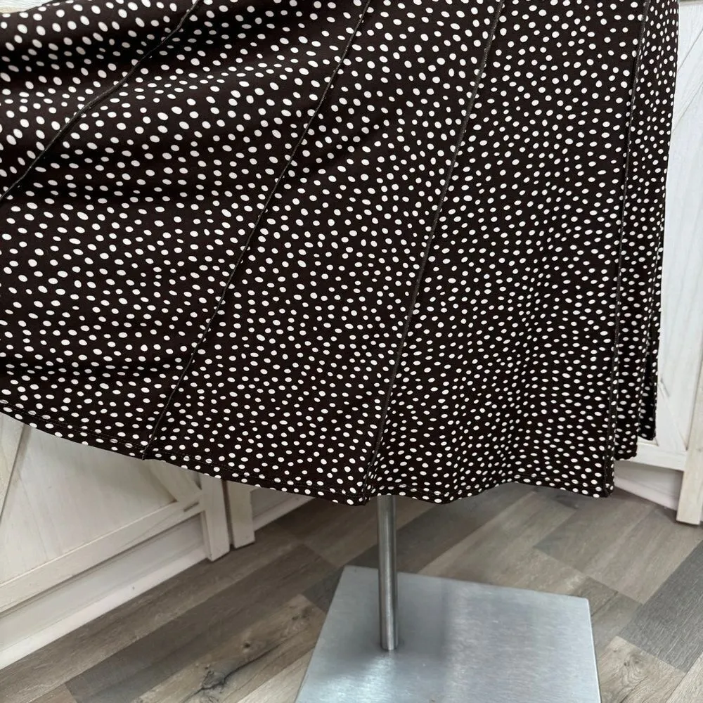 Perceptions Polka Dot‎ Panel A Line Midi Dress Sleeveless Brown White 12 - Image 8