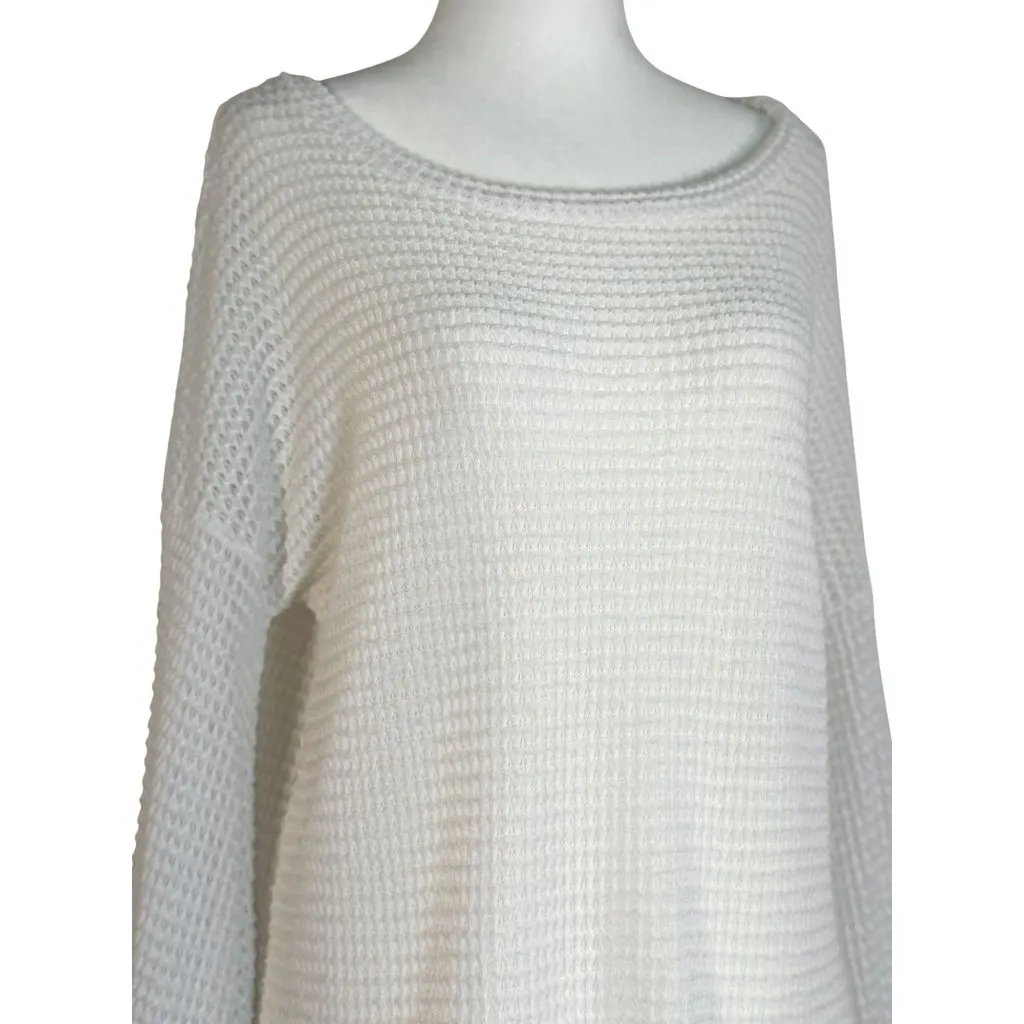 BIBI Size Small Womens Cream Waffle Knit Sweater Cozy Poly - Image 3