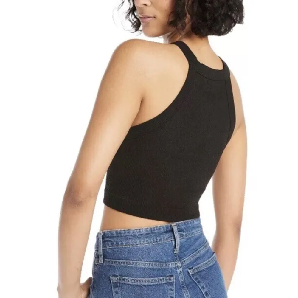 NO BOUNDARIES Cropped Tank Top Size Small 3-5 Juniors Ribbed Stretch Black NWOT - Image 3