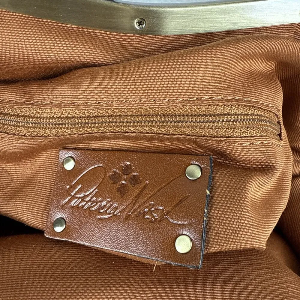 Patricia Nash Laureana Frame Satchel Yellow Woven Scallop Raffia Straw Crossbody - Image 10