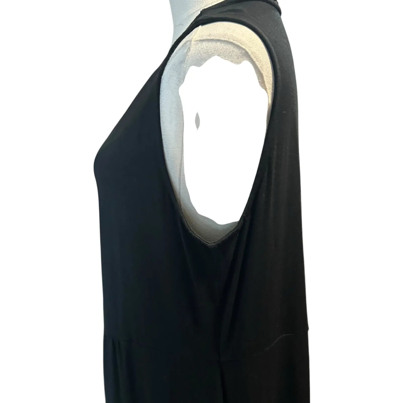J. Jill Wearever Maxi Sheath Dress Black Jersey Sleeveless SZ M Boho Chic Casual Size M - Image 7