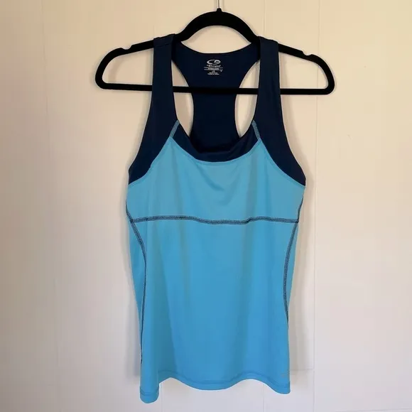C9 by Champion Fitted Racer Back Athletic Tank Top Size Large Blue teal - Image 2