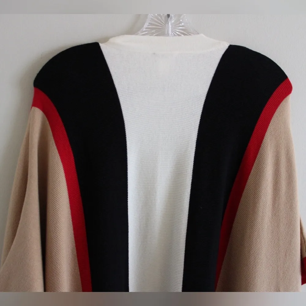 Chico's Chico’s Striped Red, Black, Cream, and Camel Shawl Wrap - Image 6