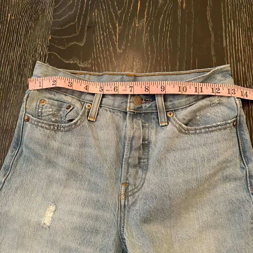 Levi's Vintage Light Wash Unisex Jeans Iconic Red Tab Leather Patch Button Fly - Image 7