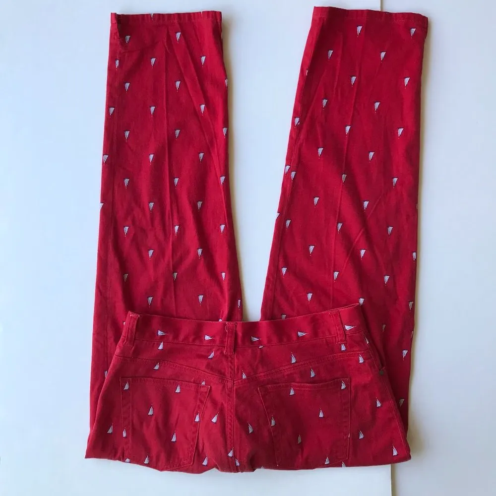 Lauren Ralph Lauren Sailboat pants Size 8 Red Ankle Preppy - Image 7