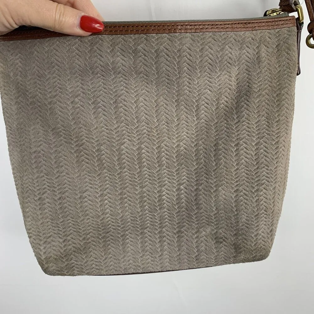 Fossil Leather Crossbody Bag Brown Purse Zippered Pockets Adjustable Travel Bag - Image 3