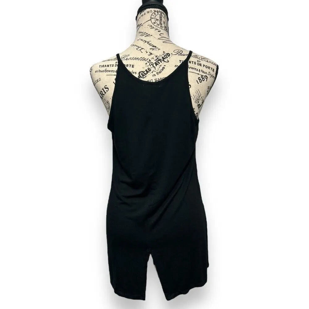 NWT Articles of Society Small Black Halter Tank Top Slit Minimalist Y2K Layering - Image 2