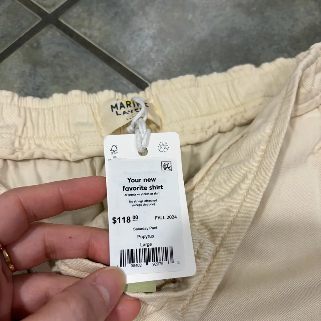 NWT Marine Layer Saturday Pants Women Sz L Chino Elastic Waistband Casual Comfy - Image 5