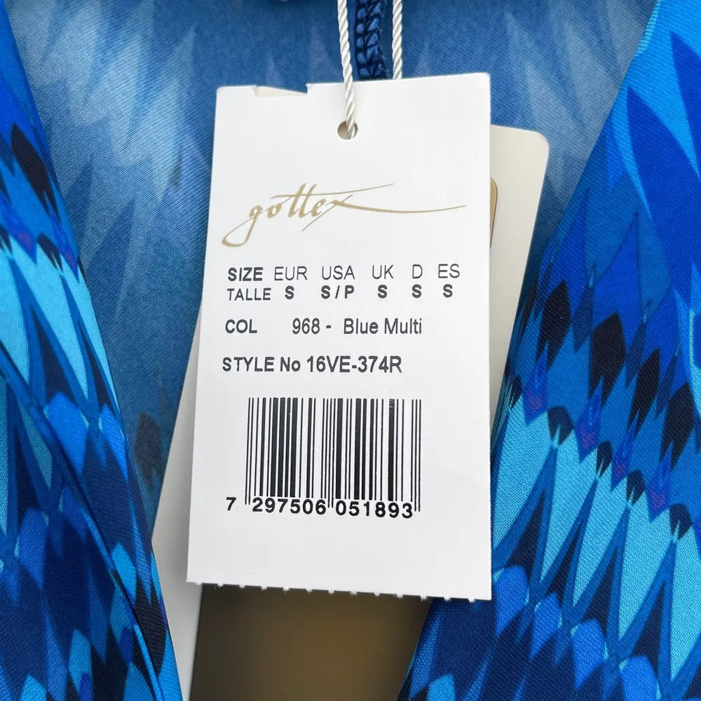 Gottex Venice Maxi Dress Cover Up NWT Sz S Blue - Image 4