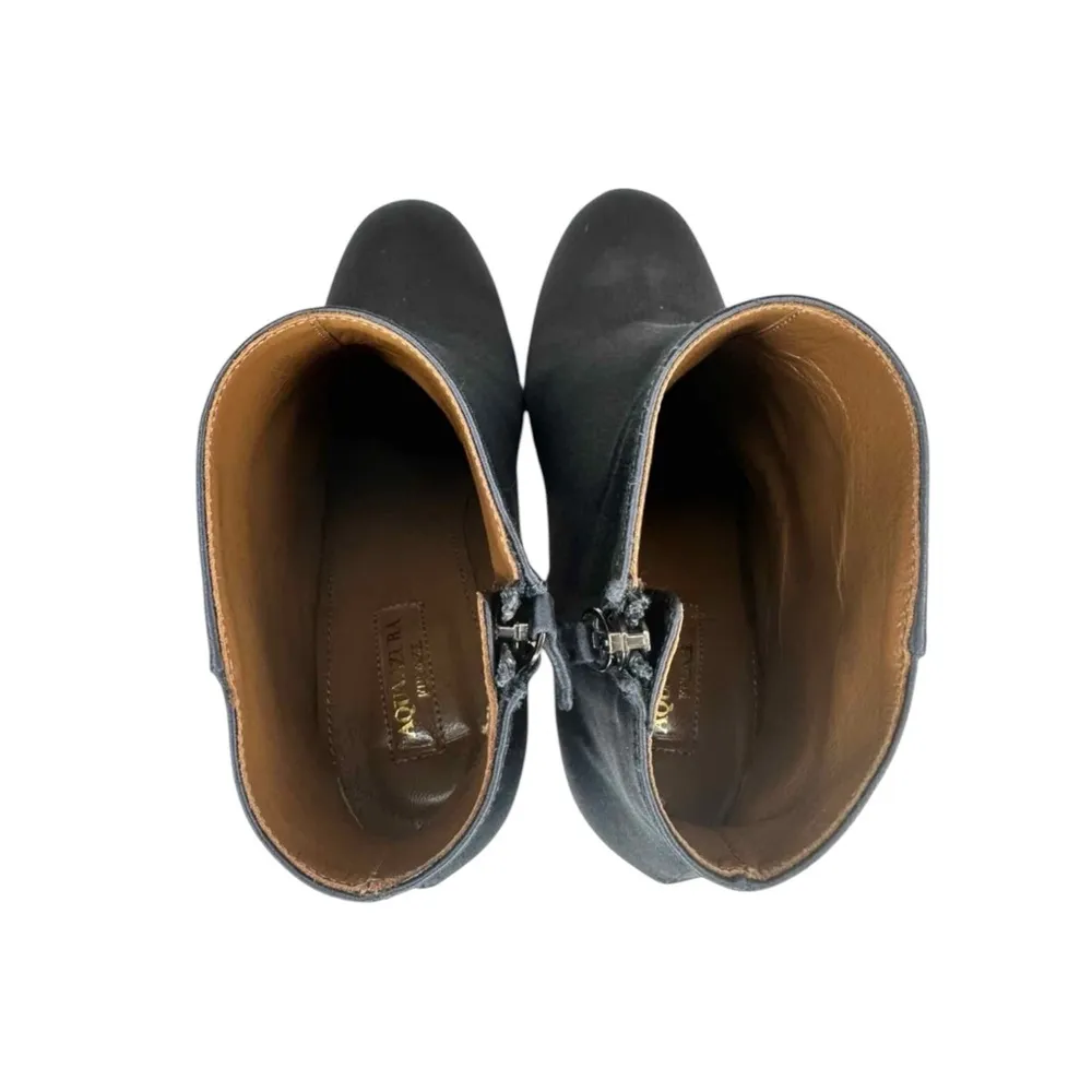 Aquazzura New Amber Silk Satin Jeweled Bootie Size 37.5 Gray - Image 6