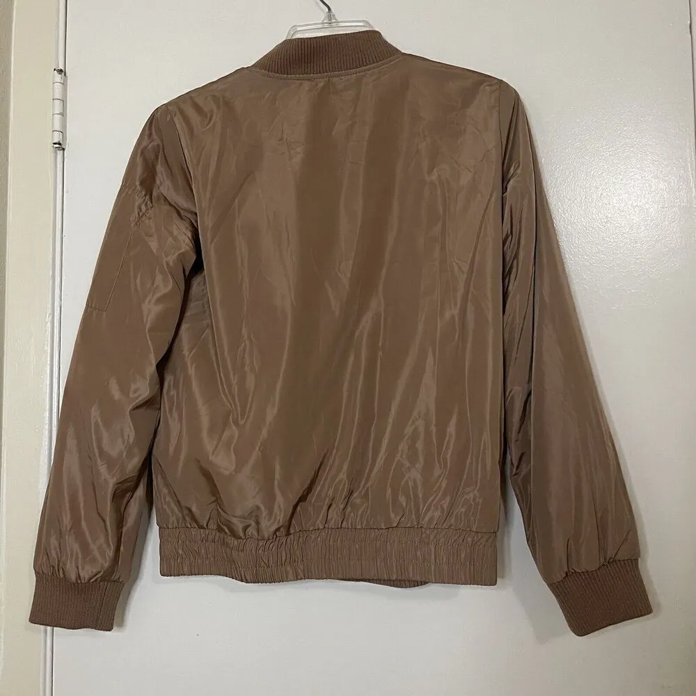 Forever 21 Mauve dusty rose full zip bomber light jacket size small - Image 4