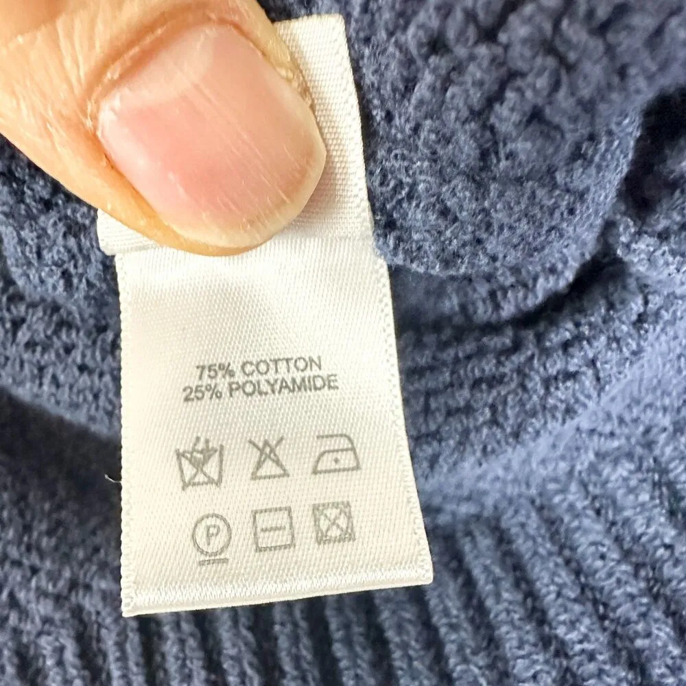 Sibel Saral Crewneck Sweater Size XS Navy Italian Yarn Classic Timeless Nautical Blue - Image 4