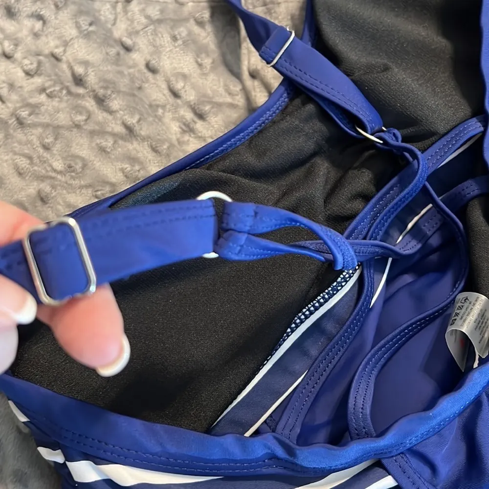 Blue tankini small women’s padded top removable liners adjustable straps - Image 8