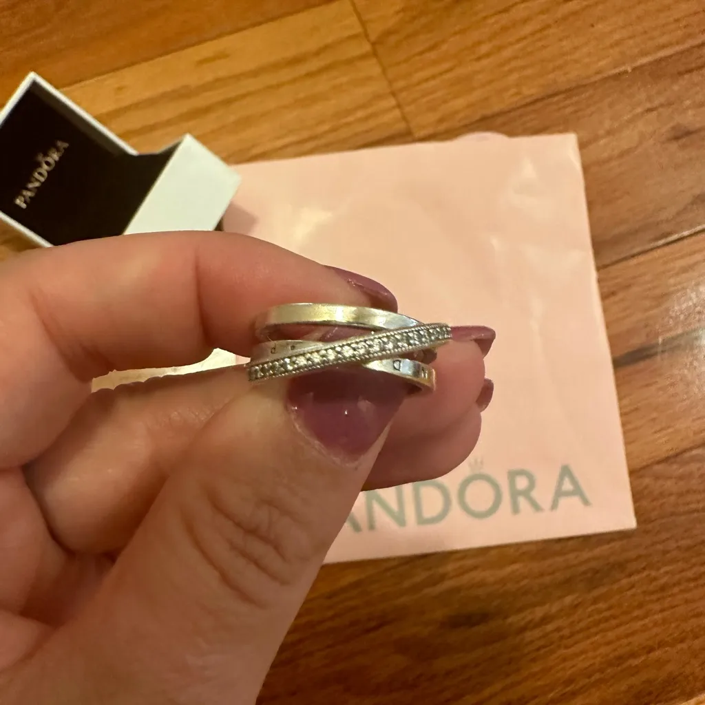 PANDORA 925 Silver
Crossover Pavé Triple Band Ring - Image 3