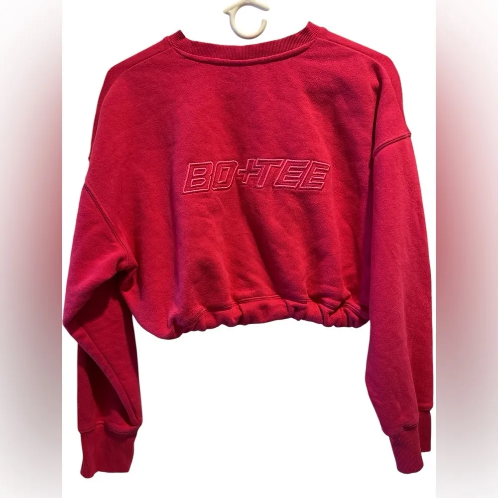 Bo + Tee UK brand hot pink cropped sweatshirt matching sweatpants thick set - Image 3